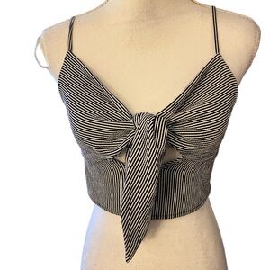 Audrey 3+1 Black and White Tie Front Crop Camisole